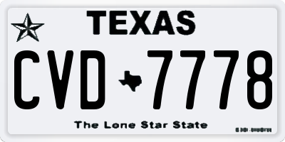 TX license plate CVD7778