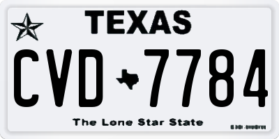 TX license plate CVD7784