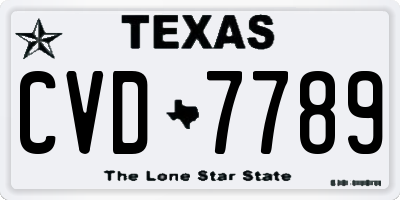 TX license plate CVD7789