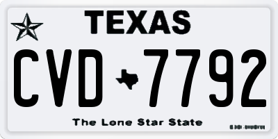 TX license plate CVD7792