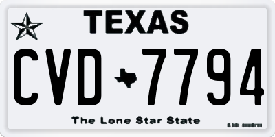 TX license plate CVD7794