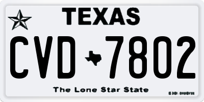 TX license plate CVD7802