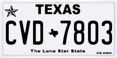 TX license plate CVD7803