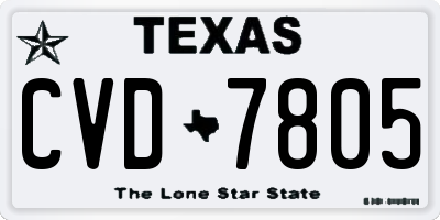 TX license plate CVD7805
