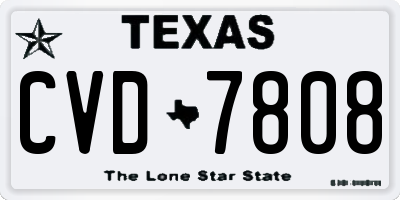 TX license plate CVD7808