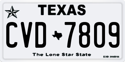 TX license plate CVD7809