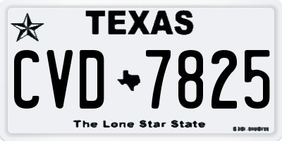TX license plate CVD7825