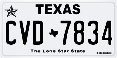 TX license plate CVD7834