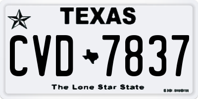 TX license plate CVD7837