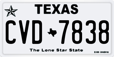 TX license plate CVD7838
