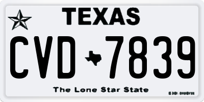 TX license plate CVD7839