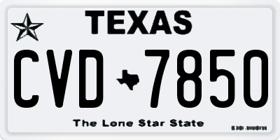 TX license plate CVD7850