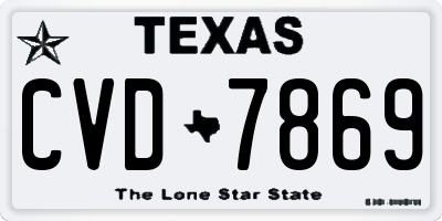 TX license plate CVD7869