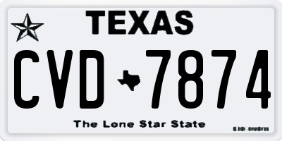 TX license plate CVD7874