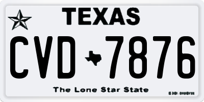TX license plate CVD7876