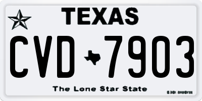 TX license plate CVD7903