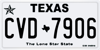 TX license plate CVD7906