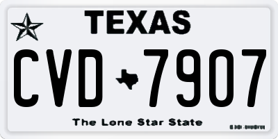 TX license plate CVD7907