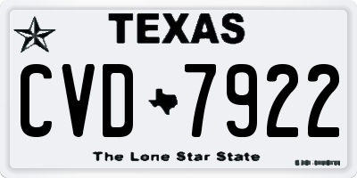 TX license plate CVD7922