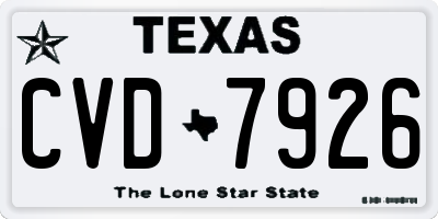 TX license plate CVD7926
