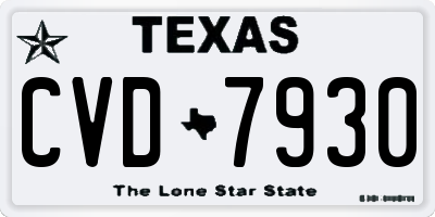 TX license plate CVD7930