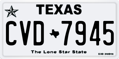 TX license plate CVD7945