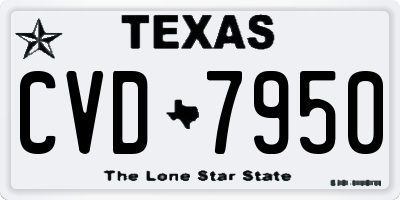 TX license plate CVD7950