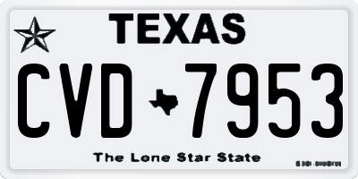 TX license plate CVD7953