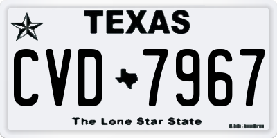 TX license plate CVD7967