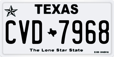 TX license plate CVD7968