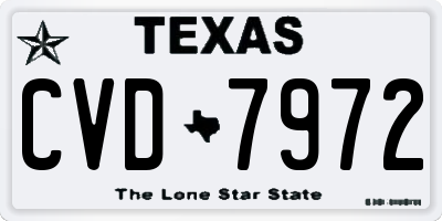 TX license plate CVD7972