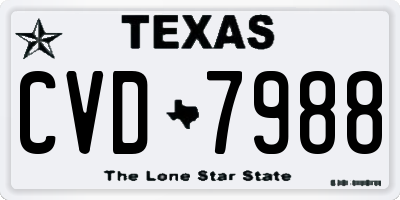 TX license plate CVD7988