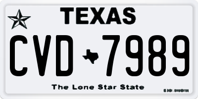 TX license plate CVD7989