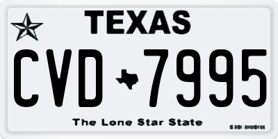 TX license plate CVD7995