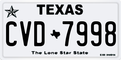 TX license plate CVD7998