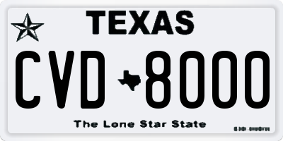TX license plate CVD8000