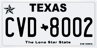 TX license plate CVD8002