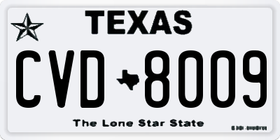 TX license plate CVD8009
