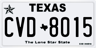 TX license plate CVD8015