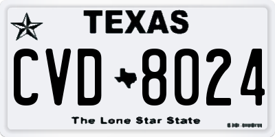 TX license plate CVD8024
