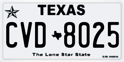 TX license plate CVD8025
