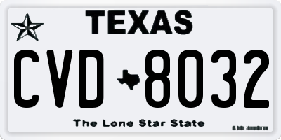 TX license plate CVD8032
