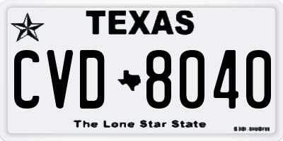 TX license plate CVD8040