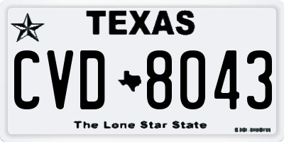 TX license plate CVD8043