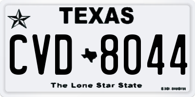 TX license plate CVD8044