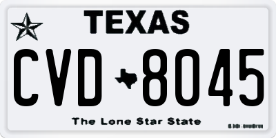TX license plate CVD8045