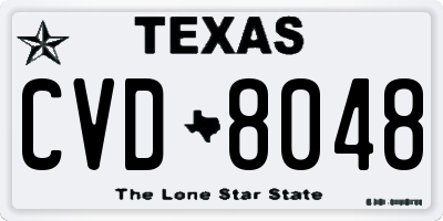 TX license plate CVD8048