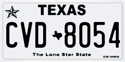 TX license plate CVD8054