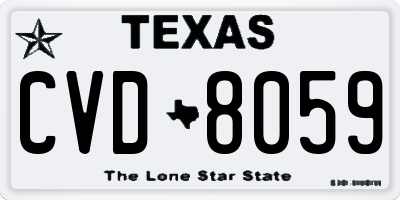 TX license plate CVD8059
