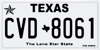 TX license plate CVD8061